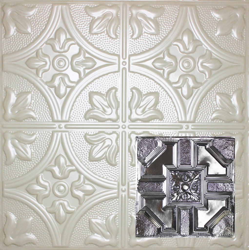 Metal Ceiling Tiles | Pattern 113 | Penned Craftsman - Antique White - Metal Ceiling Express