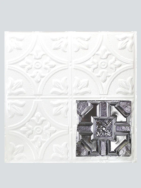 Metal Ceiling Tiles | Pattern 113 | Penned Craftsman - Gloss White - Metal Ceiling Express