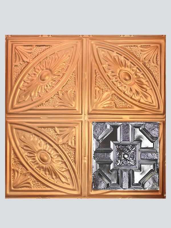Metal Ceiling Tiles | Pattern 113 | Penned Craftsman - Satin Transparent Copper - Metal Ceiling Express