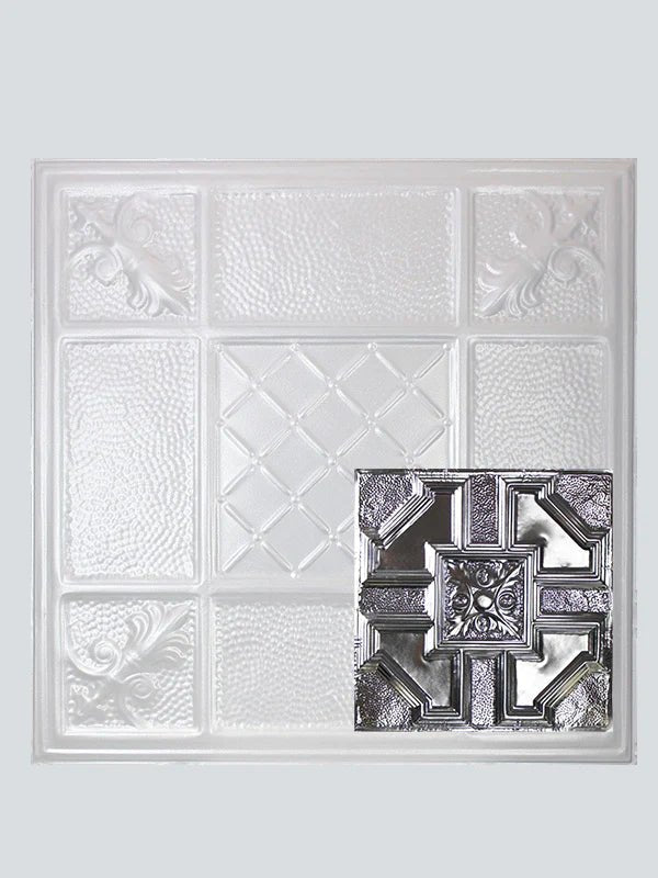 Metal Ceiling Tiles | Pattern 113 | Penned Craftsman - Sierra White - Metal Ceiling Express