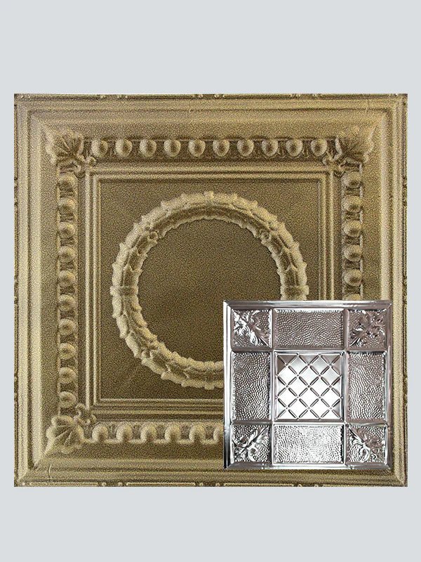 Metal Ceiling Tiles | Pattern 114 | Mediterranean Pebble - Gold Vein - Metal Ceiling Express