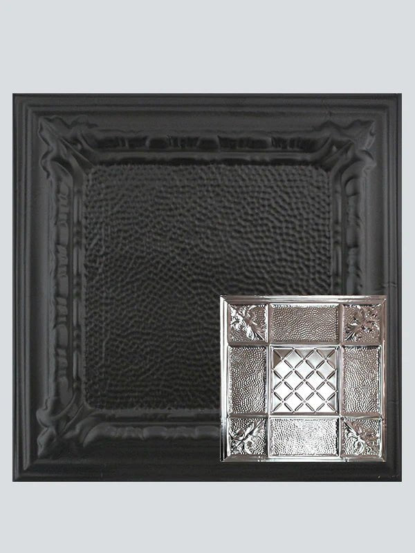 Metal Ceiling Tiles | Pattern 114 | Mediterranean Pebble - Matte Black - Metal Ceiling Express