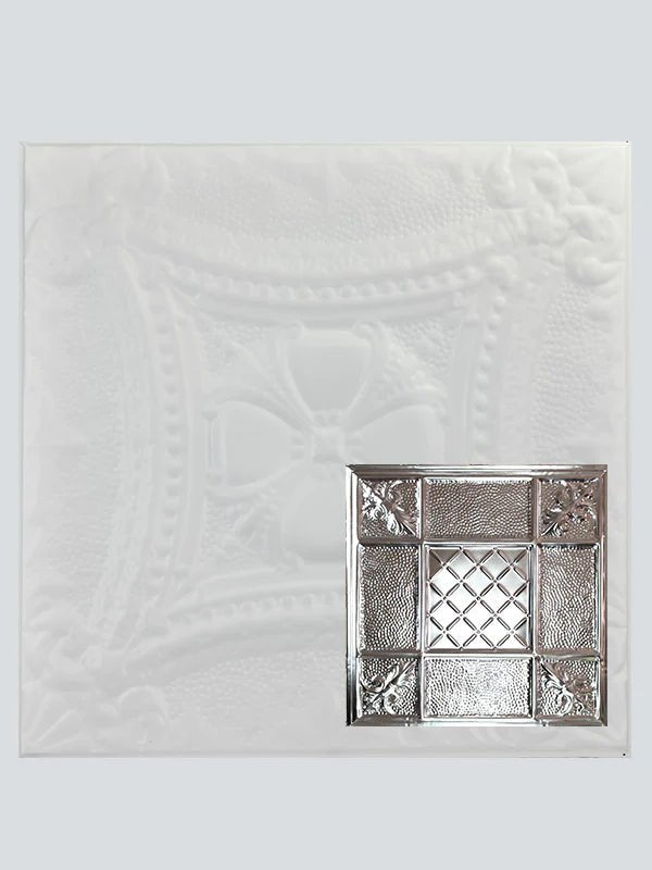 Metal Ceiling Tiles | Pattern 114 | Mediterranean Pebble - Matte White - Metal Ceiling Express