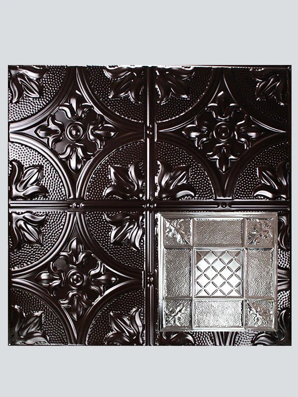 Metal Ceiling Tiles | Pattern 114 | Mediterranean Pebble - Mirror Black - Metal Ceiling Express