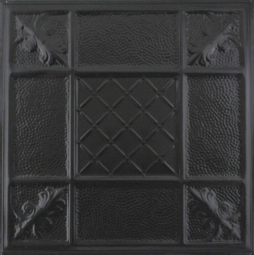 Metal Ceiling Tiles | Pattern 114 | Mediterranean Pebble - Satin Black - Metal Ceiling Express