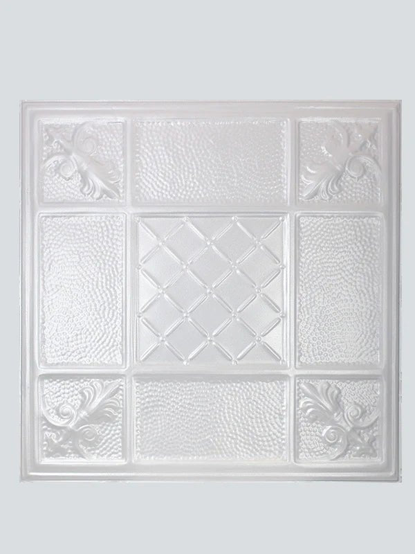 Metal Ceiling Tiles | Pattern 114 | Mediterranean Pebble - Sierra White - Metal Ceiling Express