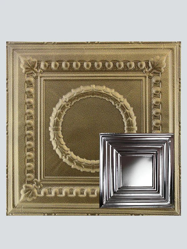 Metal Ceiling Tiles | Pattern 115 | Framed Gallery - Gold Vein - Metal Ceiling Express