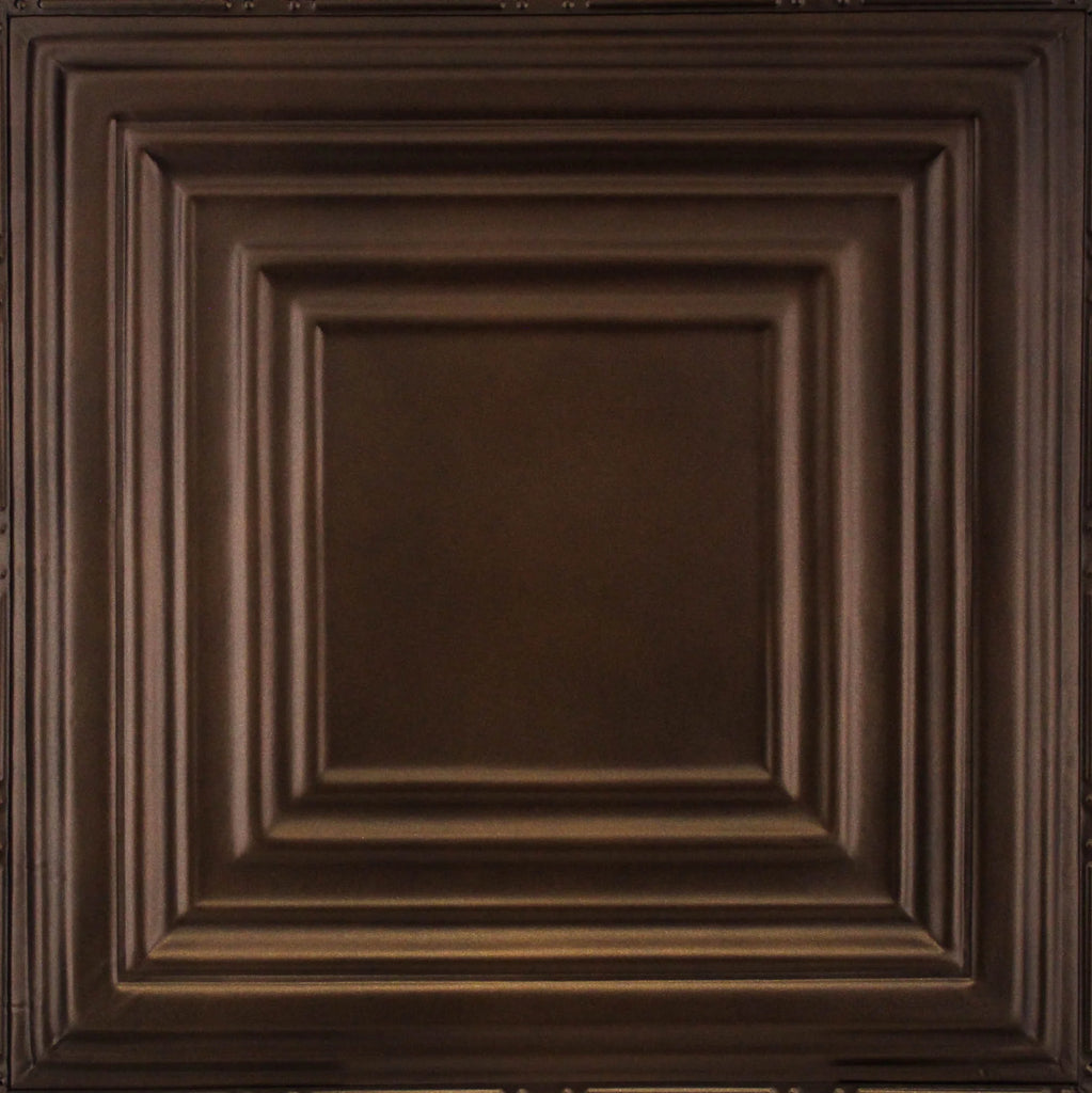 Metal Ceiling Tiles | Pattern 115 | Framed Gallery - Textured Bronze - Metal Ceiling Express