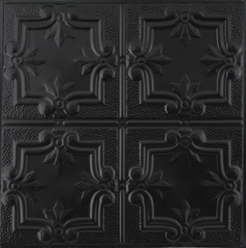 Metal Ceiling Tiles | Pattern 116 | Traditional Period - Satin Black - Metal Ceiling Express