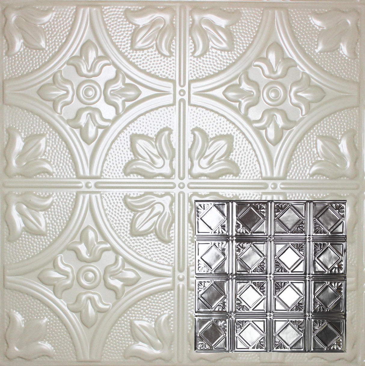 Metal Ceiling Tiles | Pattern 119 | Classic Mini Diamond - Antique White - Metal Ceiling Express