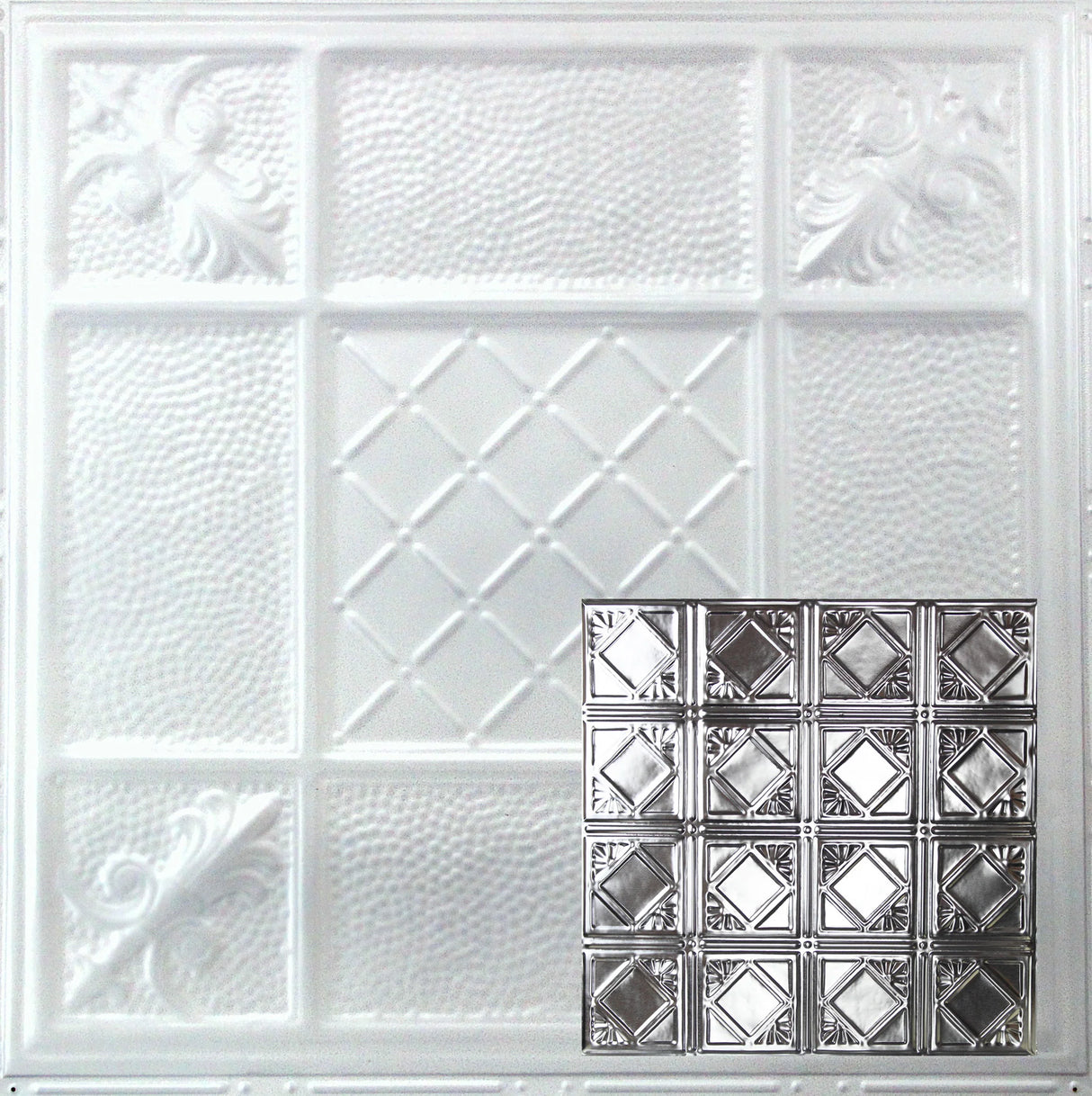 Metal Ceiling Tiles | Pattern 119 | Classic Mini Diamond - Arctic Shimmer - Metal Ceiling Express