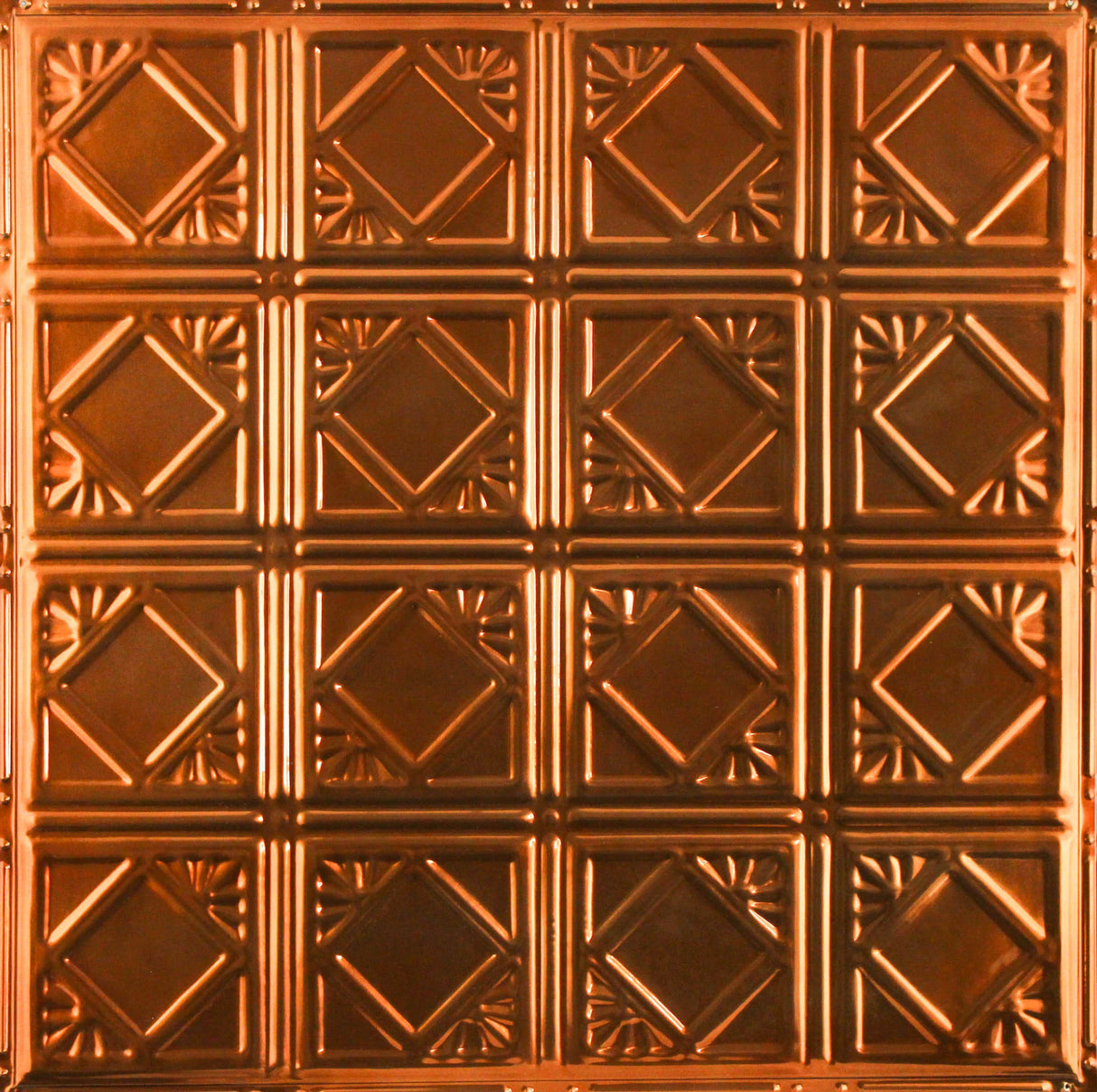 Metal Ceiling Tiles | Pattern 119 | Classic Mini Diamond - Transparent Copper - Metal Ceiling Express