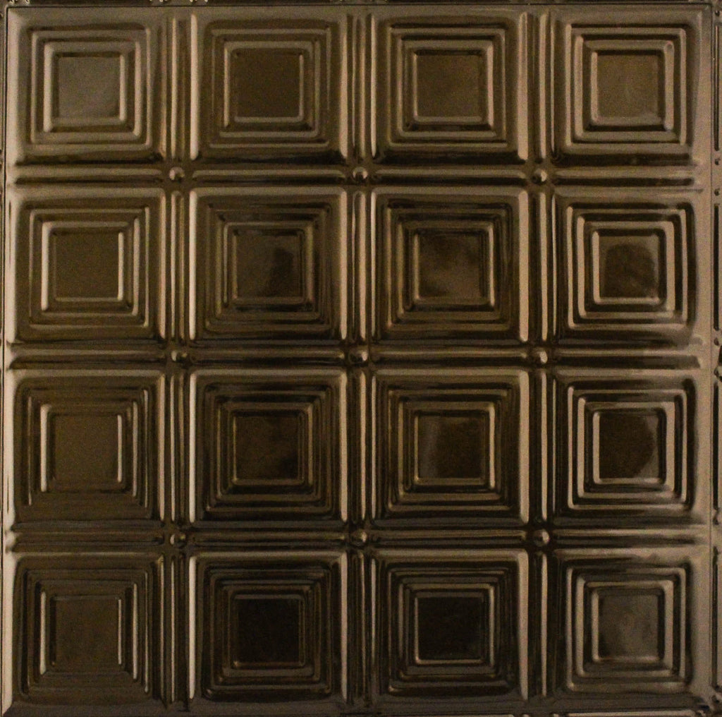 Metal Ceiling Tiles | Pattern 120 | Sixteen Mini Squares - Bronze Burst - Metal Ceiling Express