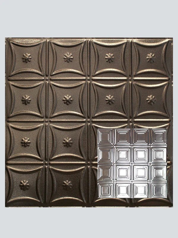 Metal Ceiling Tiles | Pattern 120 | Sixteen Mini Squares - Copper Vein - Metal Ceiling Express