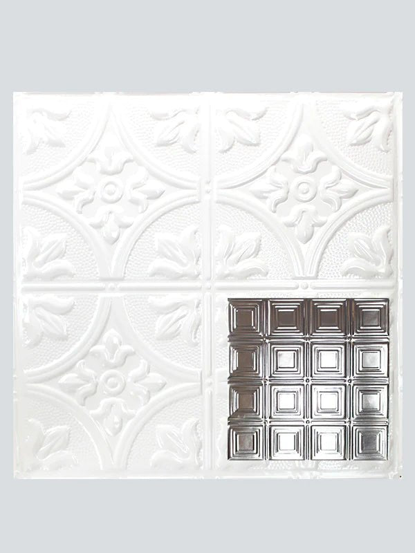 Metal Ceiling Tiles | Pattern 120 | Sixteen Mini Squares - Gloss White - Metal Ceiling Express
