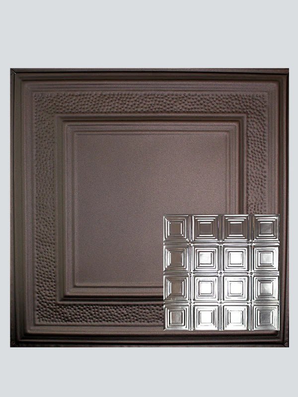 Metal Ceiling Tiles | Pattern 120 | Sixteen Mini Squares - Oil-Rubbed Bronze - Metal Ceiling Express