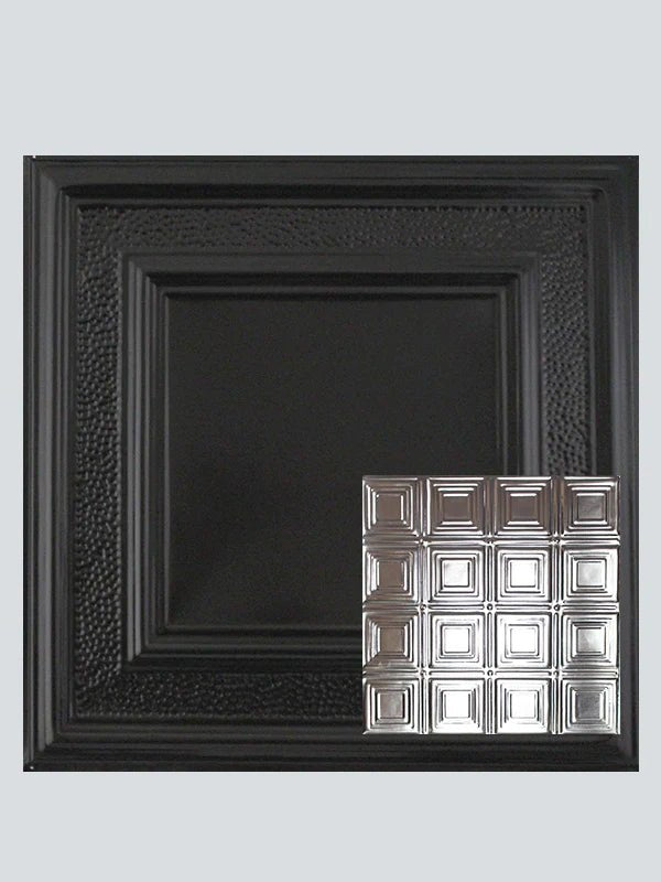 Metal Ceiling Tiles | Pattern 120 | Sixteen Mini Squares - Satin Black - Metal Ceiling Express