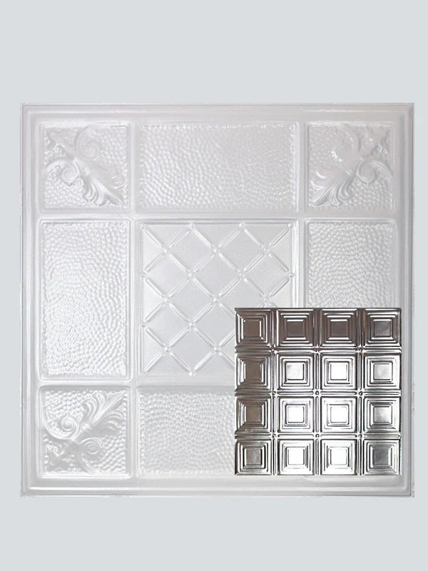 Metal Ceiling Tiles | Pattern 120 | Sixteen Mini Squares - Sierra White - Metal Ceiling Express