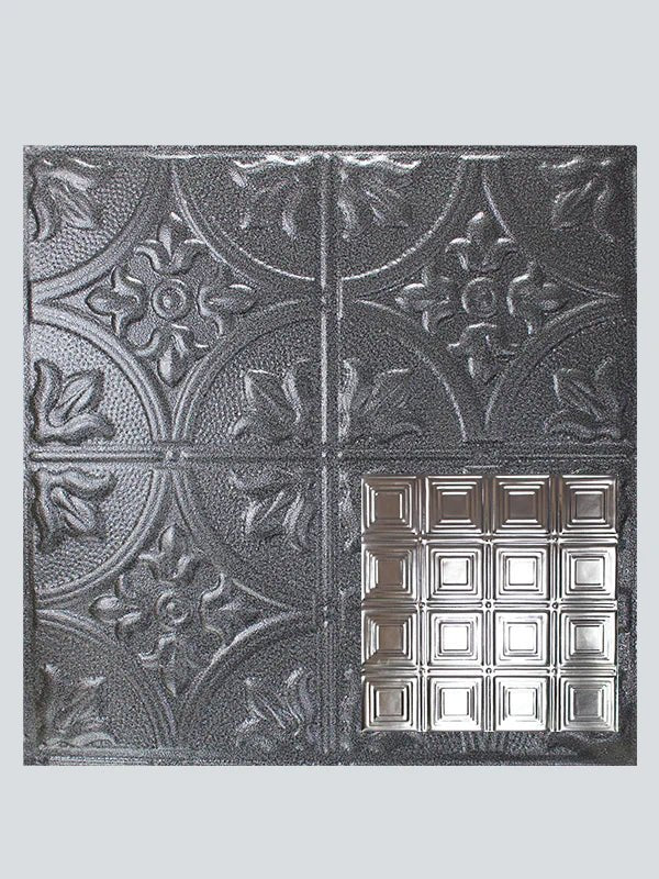 Metal Ceiling Tiles | Pattern 120 | Sixteen Mini Squares - Silver Vein - Metal Ceiling Express