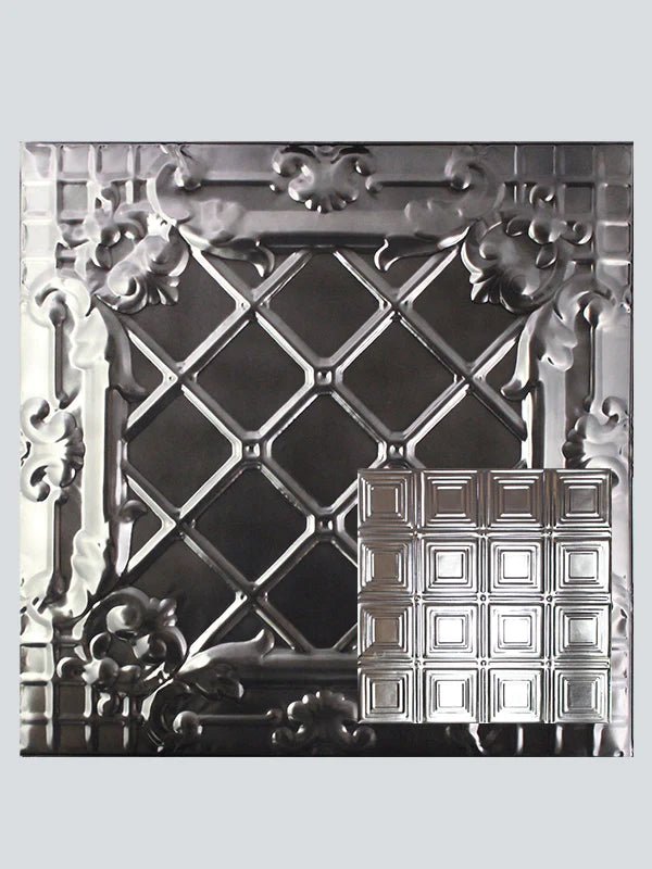 Metal Ceiling Tiles | Pattern 120 | Sixteen Mini Squares - Smoke - Metal Ceiling Express