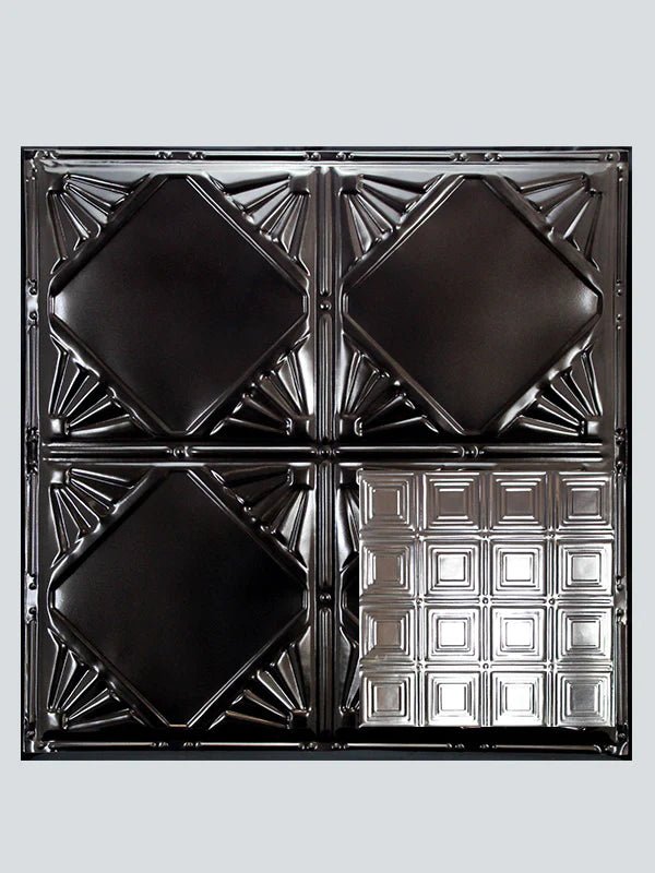 Metal Ceiling Tiles | Pattern 120 | Sixteen Mini Squares - Transparent Black - Metal Ceiling Express