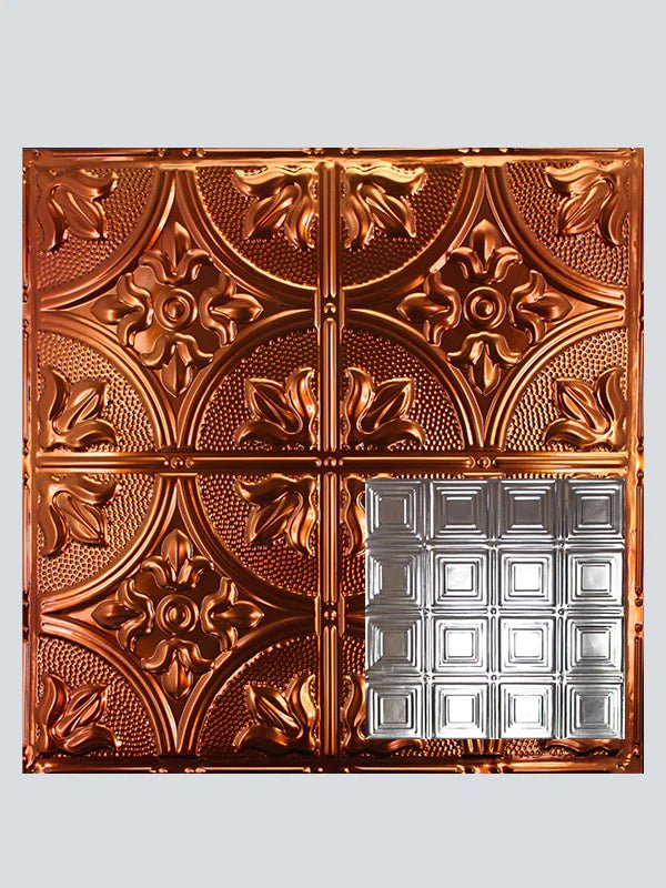 Metal Ceiling Tiles | Pattern 120 | Sixteen Mini Squares - Transparent Copper - Metal Ceiling Express