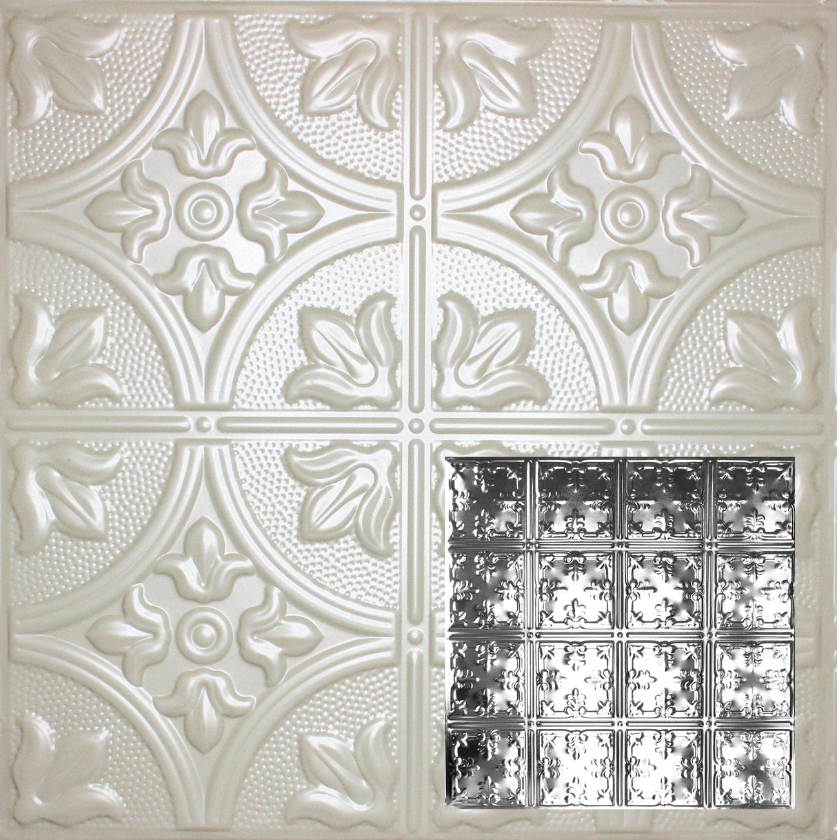 Metal Ceiling Tiles | Pattern 121 | African Barbary - Antique White - Metal Ceiling Express