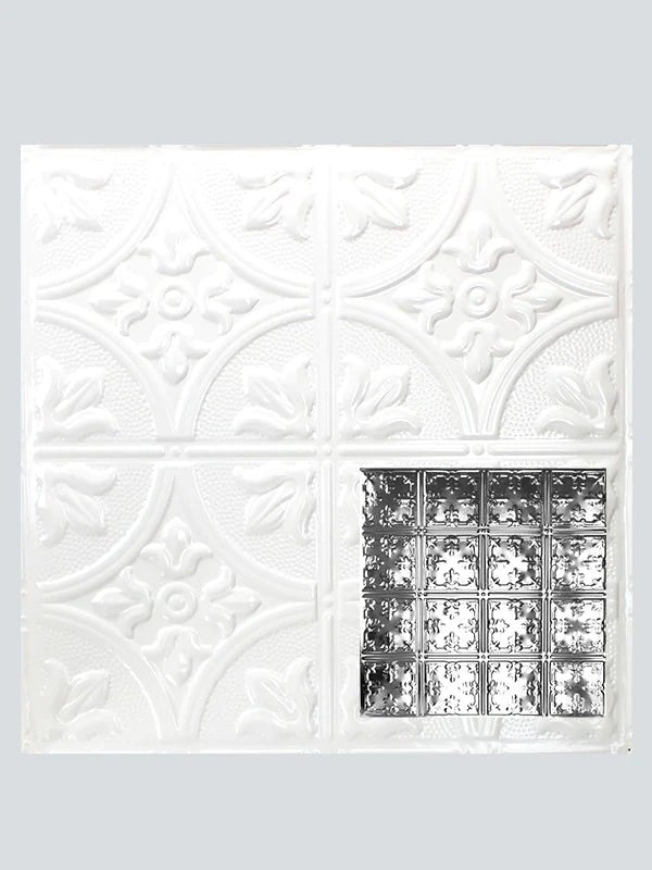 Metal Ceiling Tiles | Pattern 121 | African Barbary - Gloss White - Metal Ceiling Express