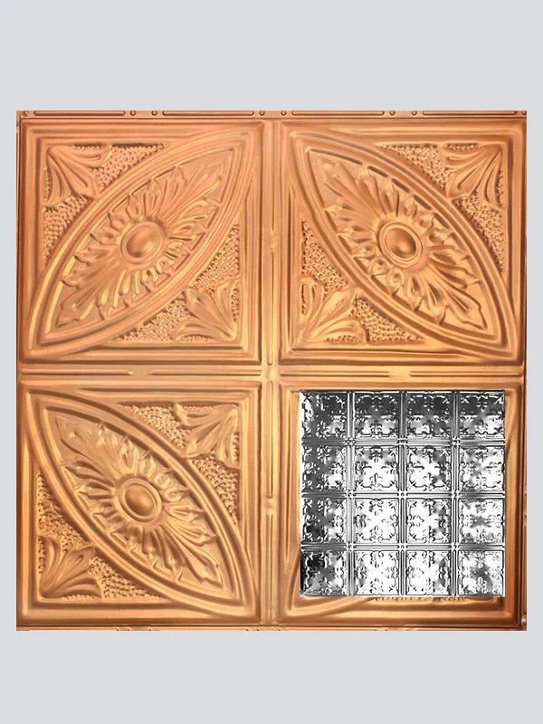 Metal Ceiling Tiles | Pattern 121 | African Barbary - Satin Transparent Copper - Metal Ceiling Express