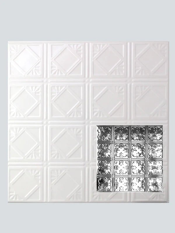 Metal Ceiling Tiles | Pattern 121 | African Barbary - Satin White - Metal Ceiling Express