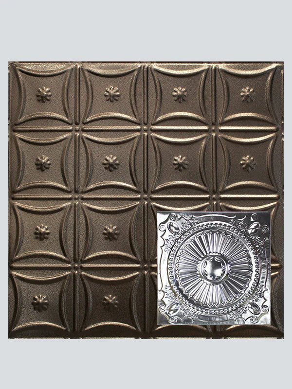 Metal Ceiling Tiles | Pattern 126 | Roman Medallion - Copper Vein - Metal Ceiling Express
