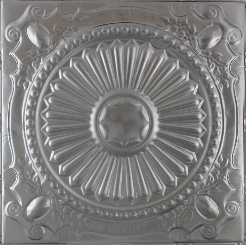 Metal Ceiling Tiles | Pattern 126 | Roman Medallion - Gun Metal Grey - Metal Ceiling Express