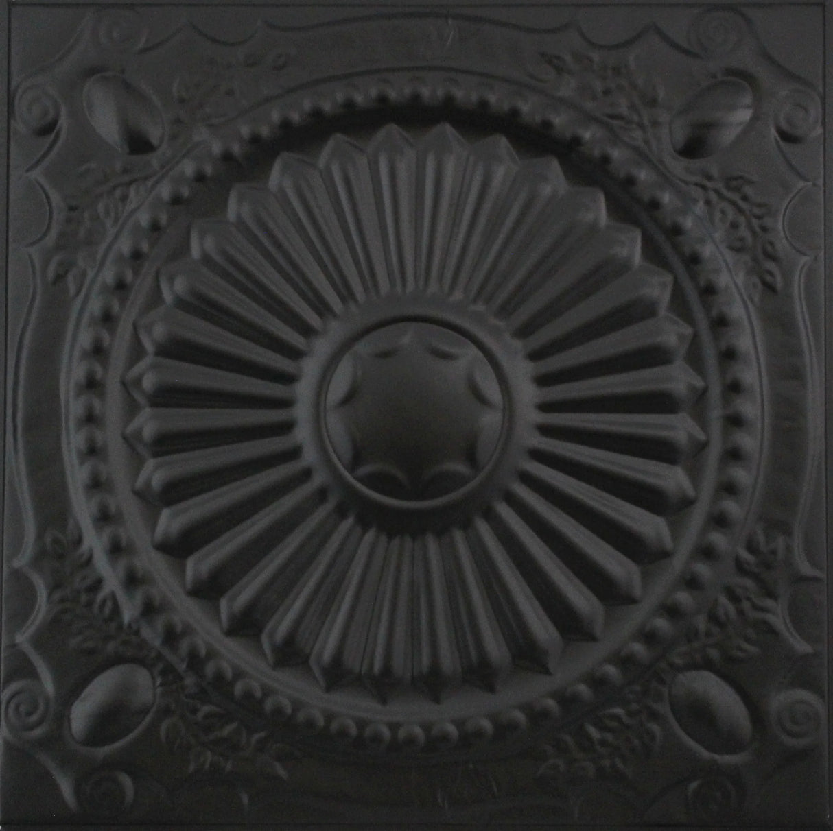 Metal Ceiling Tiles | Pattern 126 | Roman Medallion - Matte Black - Metal Ceiling Express