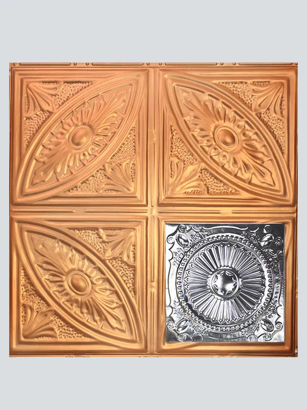 Metal Ceiling Tiles | Pattern 126 | Roman Medallion - Satin Transparent Copper - Metal Ceiling Express