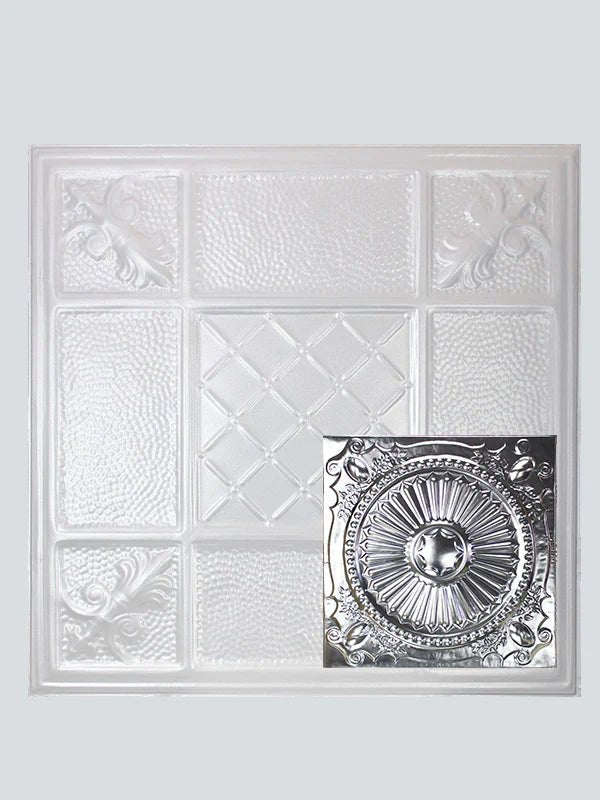 Metal Ceiling Tiles | Pattern 126 | Roman Medallion - Sierra White - Metal Ceiling Express
