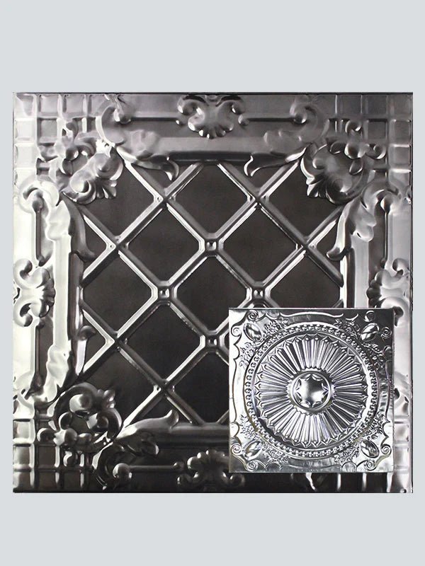 Metal Ceiling Tiles | Pattern 126 | Roman Medallion - Smoke - Metal Ceiling Express