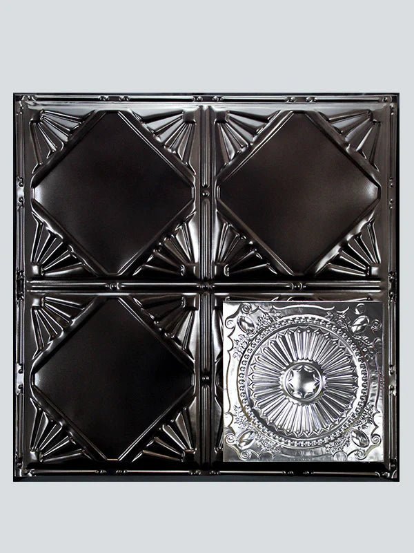 Metal Ceiling Tiles | Pattern 126 | Roman Medallion - Transparent Black - Metal Ceiling Express