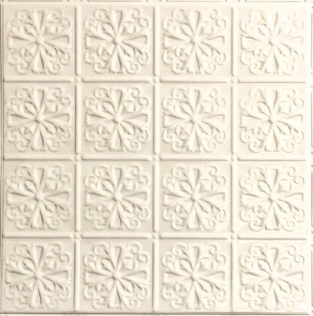 Metal Ceiling Tiles | Pattern 127 | Parisian Floral - Almond - Metal Ceiling Express