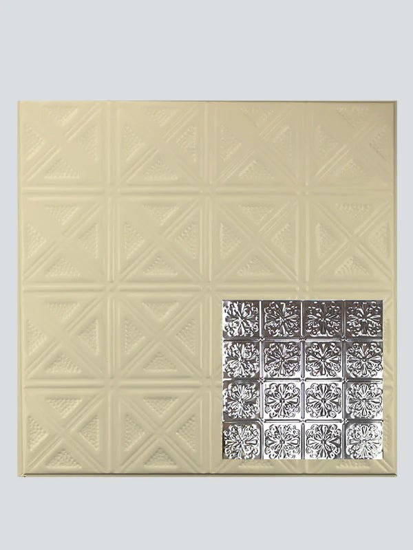 Metal Ceiling Tiles | Pattern 127 | Parisian Floral - Creamy White Satin - Metal Ceiling Express