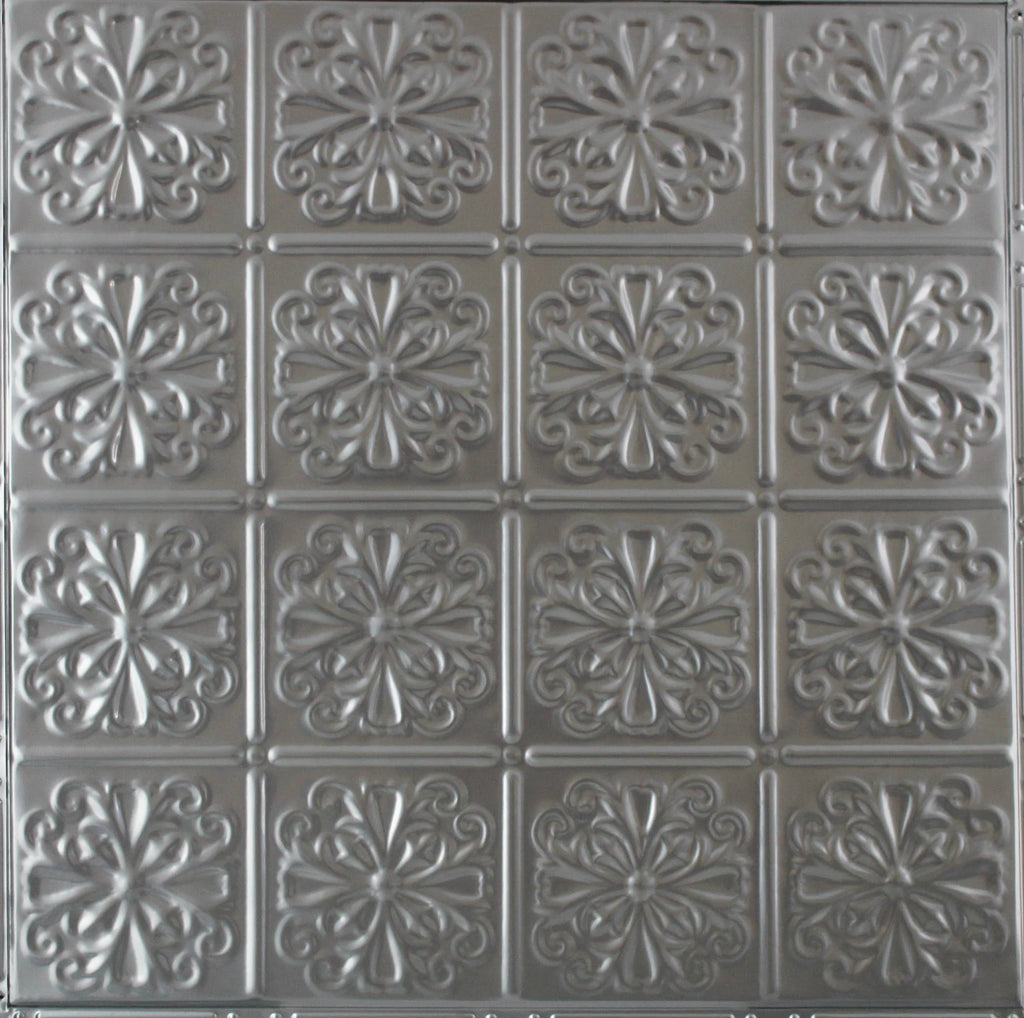 Metal Ceiling Tiles | Pattern 127 | Parisian Floral - Gun Metal Grey - Metal Ceiling Express