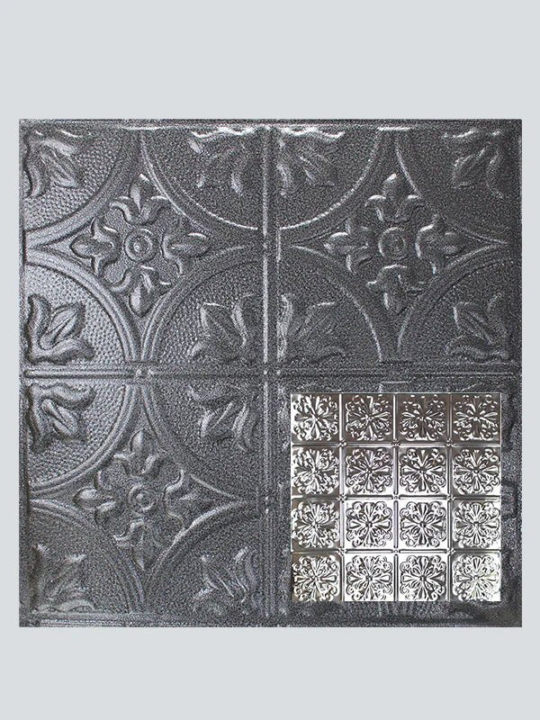 Metal Ceiling Tiles | Pattern 127 | Parisian Floral - Silver Vein - Metal Ceiling Express