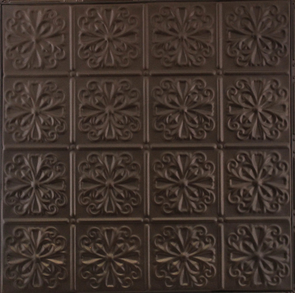 Metal Ceiling Tiles | Pattern 127 | Parisian Floral - Textured Bronze - Metal Ceiling Express