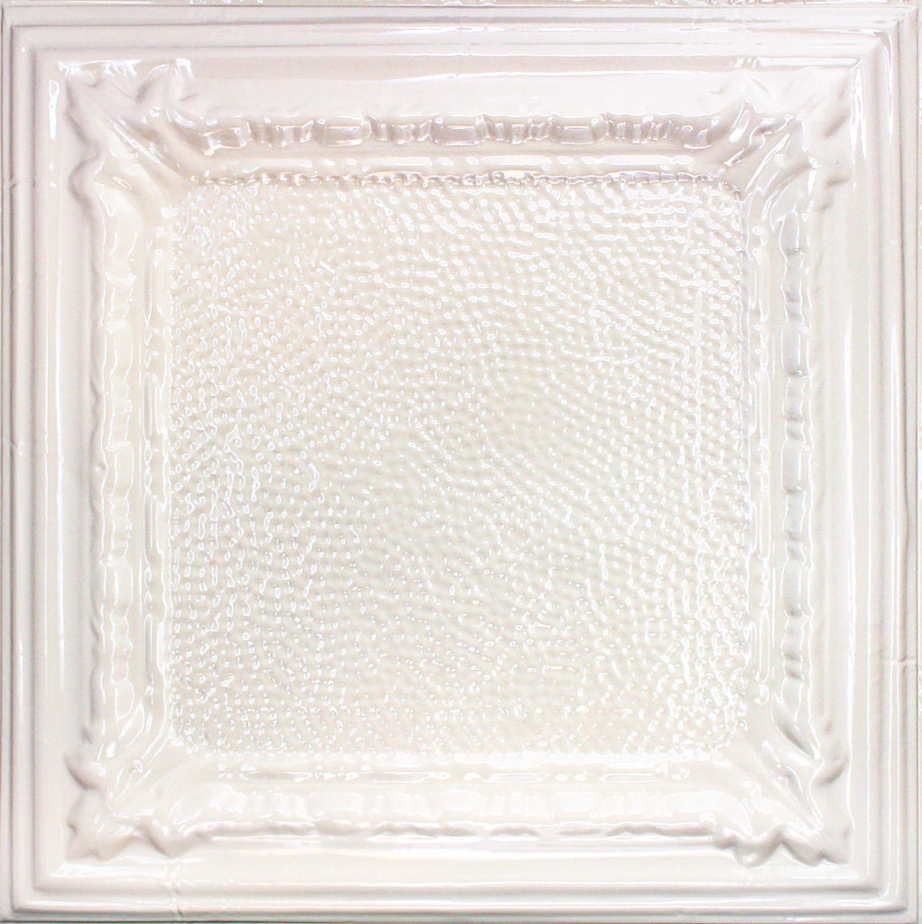Metal Ceiling Tiles | Pattern 128 | Peened Frame - Almond - Metal Ceiling Express