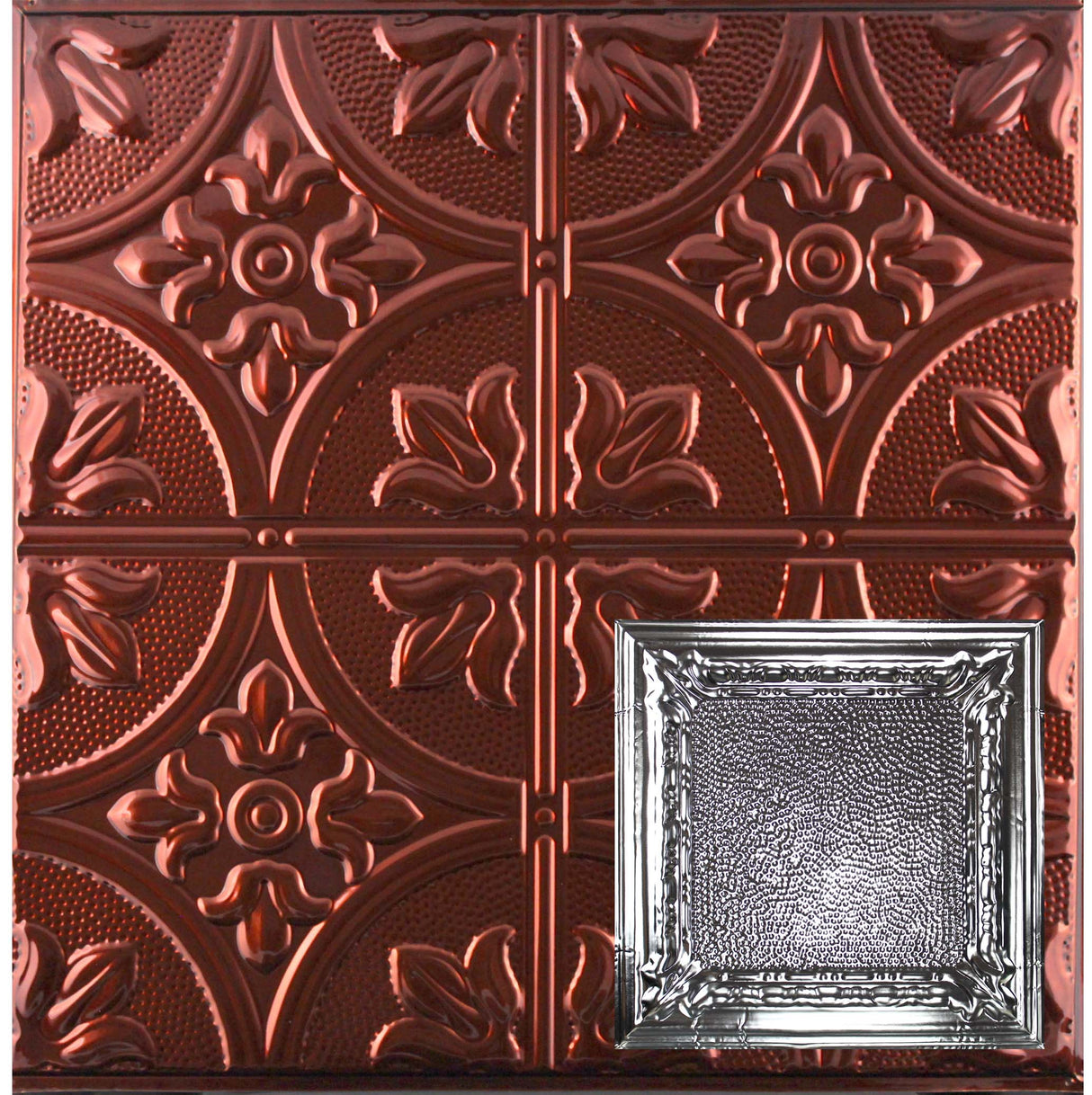 Metal Ceiling Tiles | Pattern 128 | Peened Frame - Antique Bronze - Metal Ceiling Express