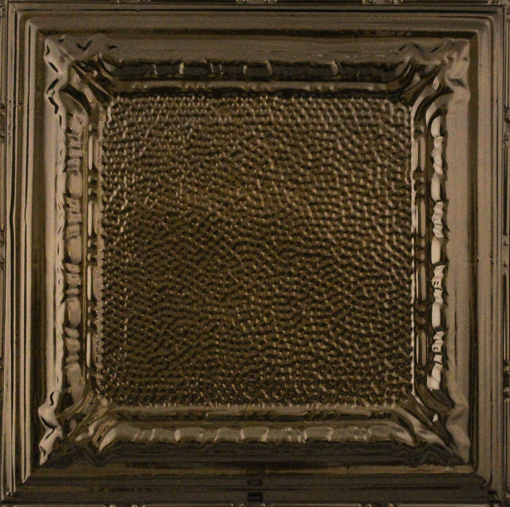 Metal Ceiling Tiles | Pattern 128 | Peened Frame - Bronze Burst - Metal Ceiling Express