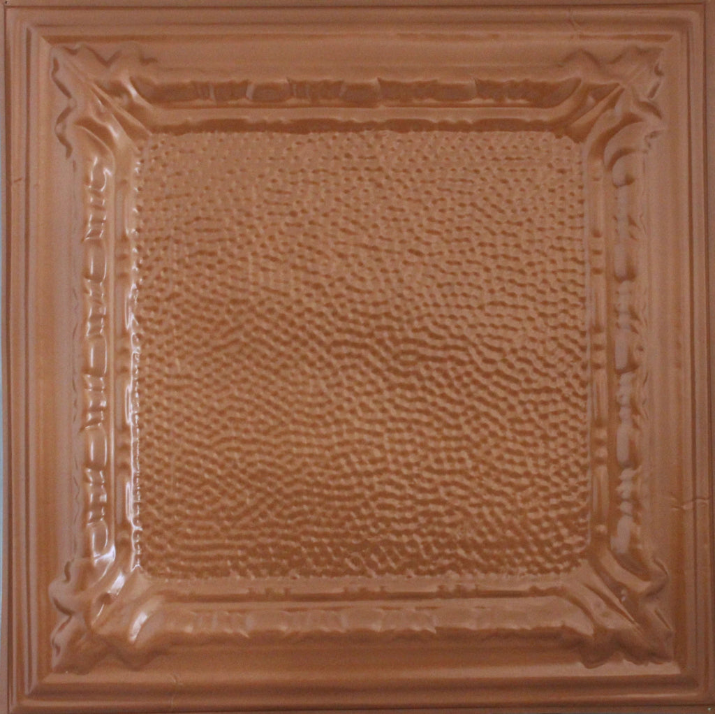 Metal Ceiling Tiles | Pattern 128 | Peened Frame - Classic Copper - Metal Ceiling Express