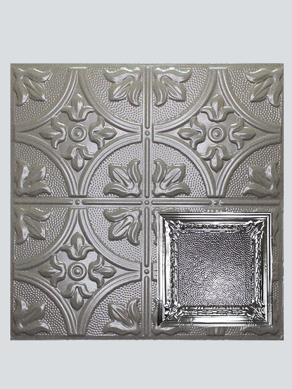 Metal Ceiling Tiles | Pattern 128 | Peened Frame - Driftwood - Metal Ceiling Express