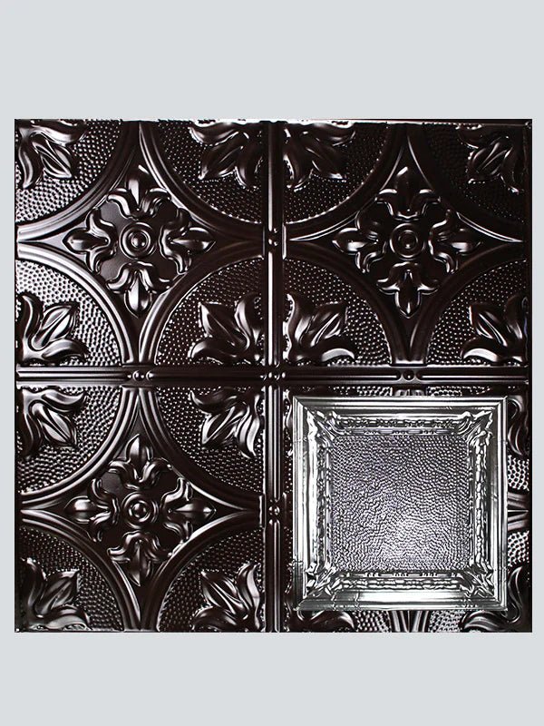 Metal Ceiling Tiles | Pattern 128 | Peened Frame - Mirror Black - Metal Ceiling Express