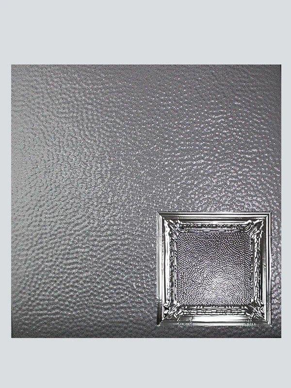 Metal Ceiling Tiles | Pattern 128 | Peened Frame - Steel Vein - Metal Ceiling Express