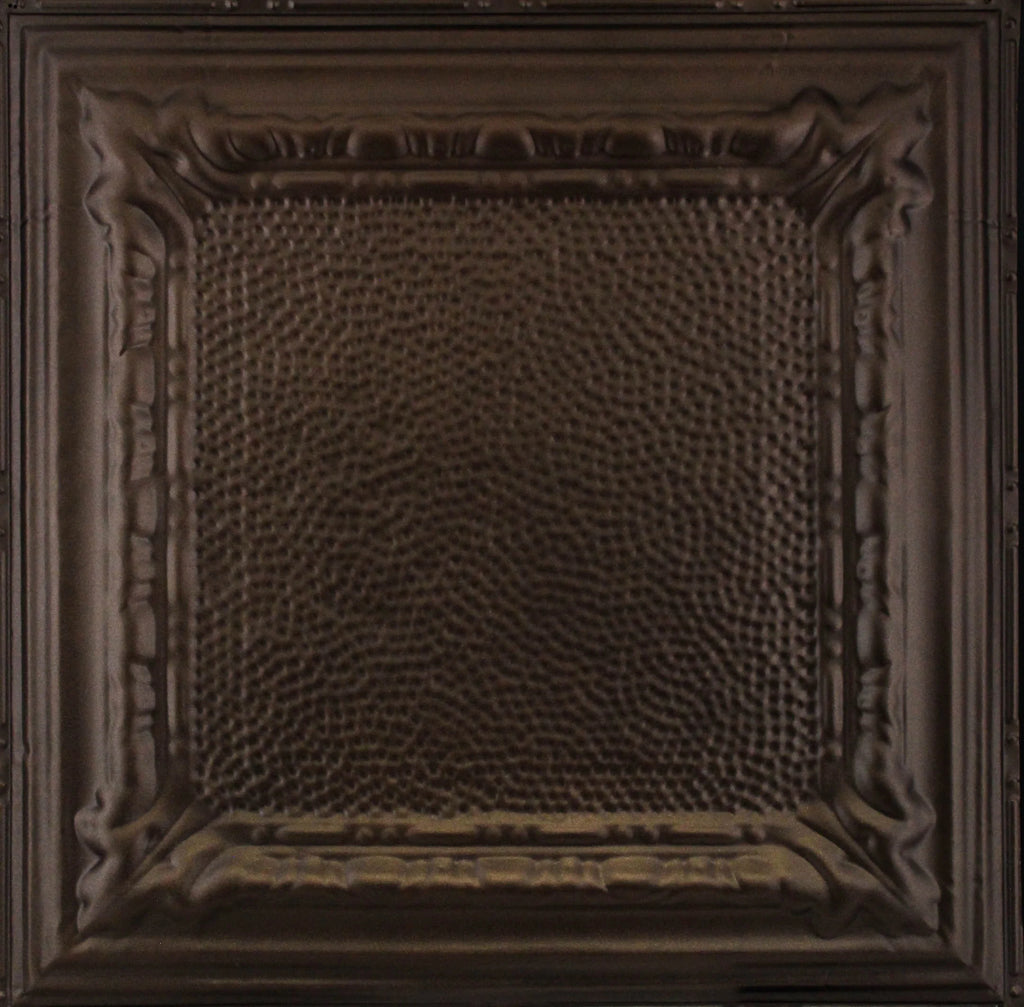 Metal Ceiling Tiles | Pattern 128 | Peened Frame - Textured Bronze - Metal Ceiling Express